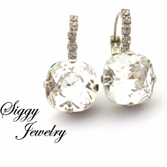 Siggy Jewelry Jewelry - COPY - Swarovski Crystal Cushion Cut Drop Earrings